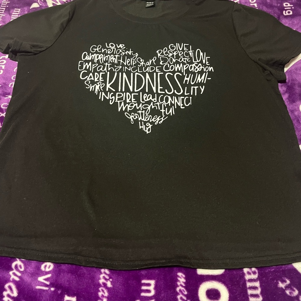 SHEIN Black Kindness Graphic Tee